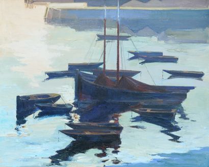 Anonyme
Voilier au port. Huile sur toile....