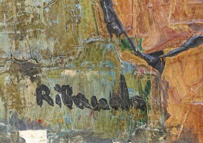 Signature illisible
Le baiser. Huile sur...