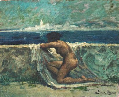 Emile BAES (1879-1954)
Nu face à la mer au...