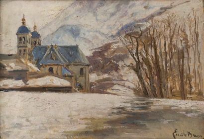 Emile BAES (1879-1954)
Paysage à l'église...