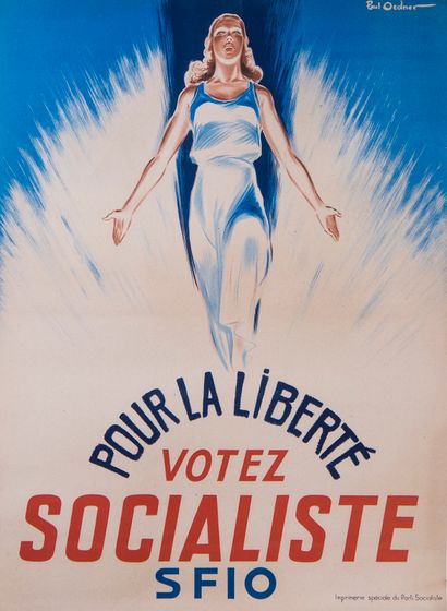 Parti Socialiste Français
Affiche entoilée.Lithographie....