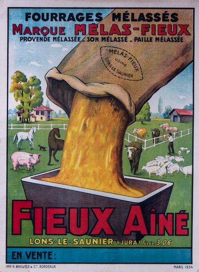 MELAS FIEUX
Affiche entoilée. Lithographie....