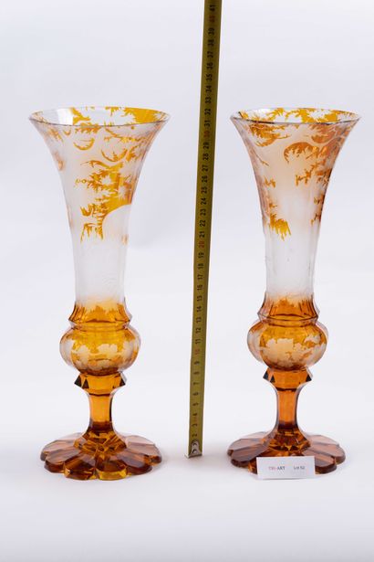 Cristal de Bohème
Paire de vase cornet en...