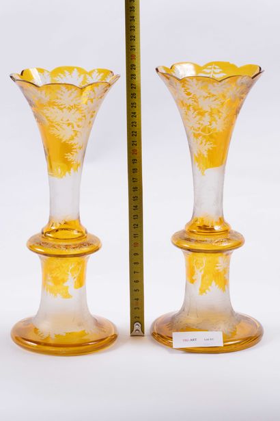 Cristal de Bohème
Paire de vase cornet en...