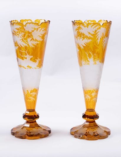 Cristal de Bohème
Paire de vases conique...