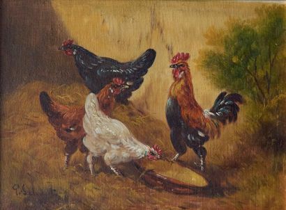 Paul SCHOUTEN (1860-1922)
Poules. Huile sur...