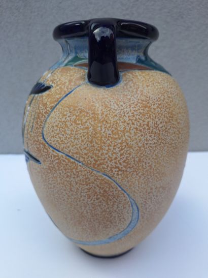 AMPHORA
Earthenware vase in cloisonné enamel...