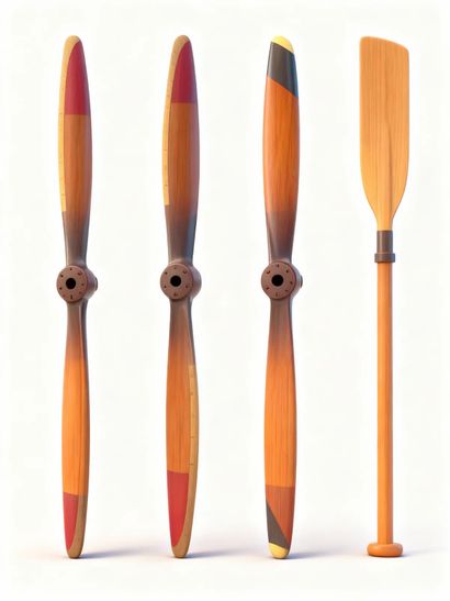 Propellers and decorative paddle
Patinated...