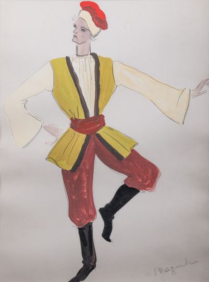 Russian school
Mazurka dancer. Gouache. 40...