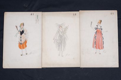 Igor SOKOLOFF (XIX-XX)
3 Drawings of outfits....
