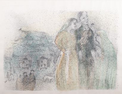 D.Borowsky, attributed to 
Couple with violin.lithograph....