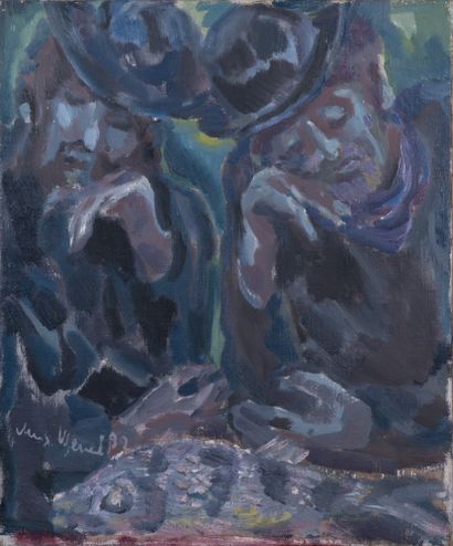 In the style of Mané-Katz - Illegible signature
Jews...