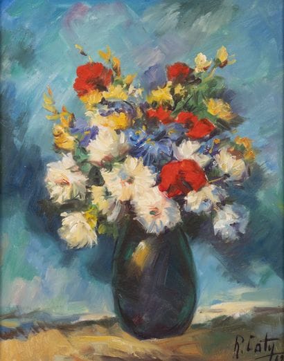 R.Caty
Bouquet dans un vase, 1969. Huile...