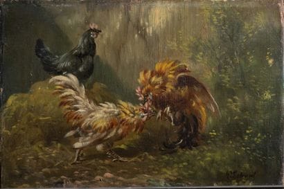 Paul Schouten (1868 - 1922)
Combat de coqs....