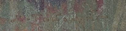 Signature illisible
La serre. Huile sur panneau....