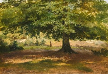 Xavier DE COCK (1818-1896) 
Sous le chêne,...
