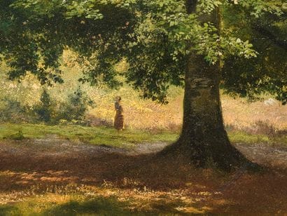 Xavier DE COCK (1818-1896) 
Sous le chêne,...