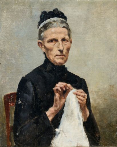 Ecole réaliste XIXe
Portrait de veuve à la...