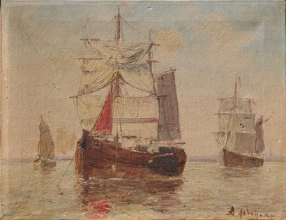 Albert JABONEAU (XIX-XX)
Sailboats. Oil on...
