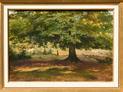 Xavier DE COCK (1818-1896) 
Sous le chêne,...