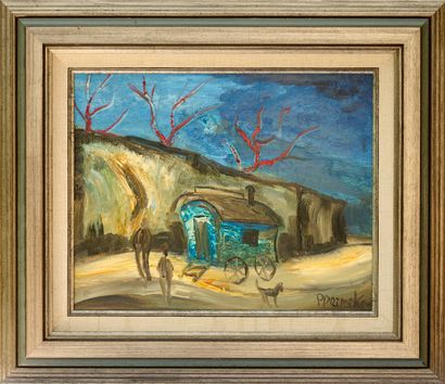 Paul PERMEKE (1918-1990). 
La roulotte bleue....