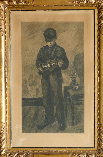 James ENSOR (1860-1949) d'après
Le lampiste.
Eau-forte...