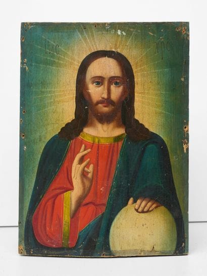 Christ Pantocrator - Icône Russe - Tempera...