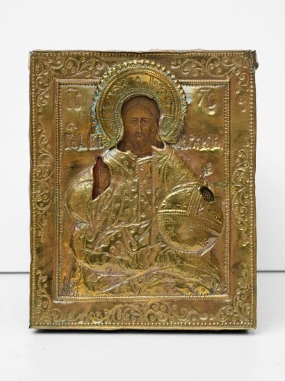 Christ Pantocrator -Icône Russe sous oclade...
