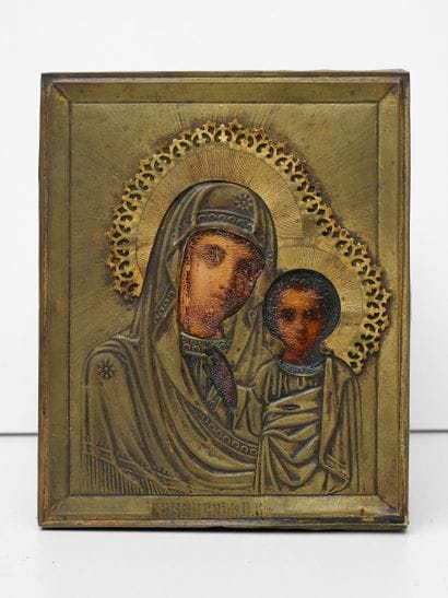 Vierge à l'enfant - Icône Russe sous oclade...