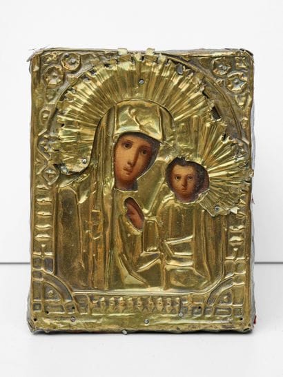 Vierge à l'enfant - Icône Russe sous oclade...