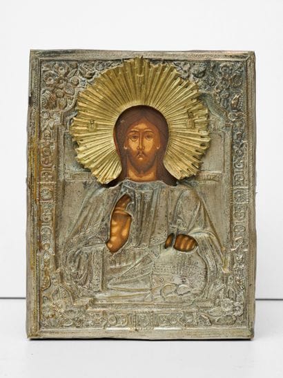 Christ Pantocrator -Icône Russe sous oclade...