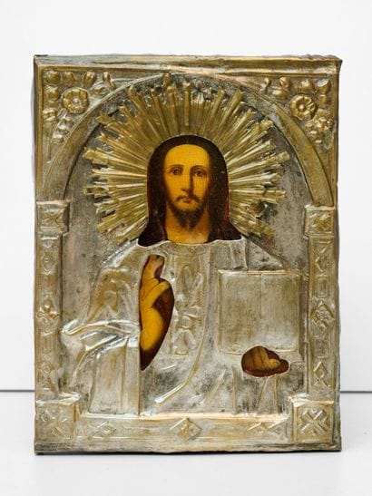 Christ Pantocrator -Icône Russe sous oclade...