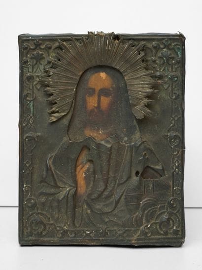 Christ Pantocrator -Icône Russe sous oclade...