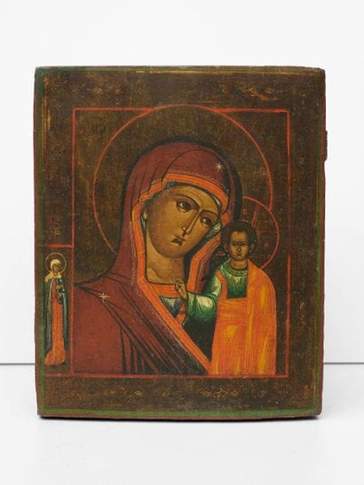 Vierge à l'enfant - Icône Russe - Tempera...