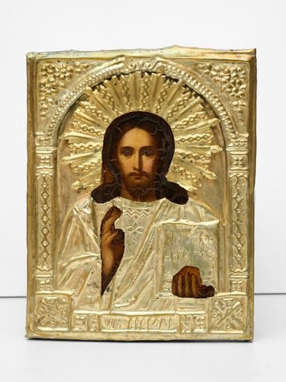 Christ Pantocrator -Icône Russe sous oclade...