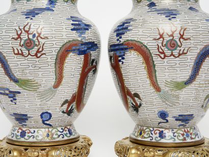 China, late Qing dynasty—Cloisonné enamel
Pair...