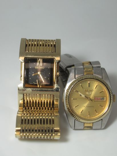 SEIKO Lot de deux montres de dame en métal,...