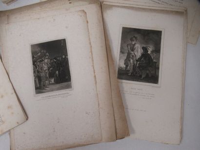 Fort lot de gravures, issues de livres, figurant...
