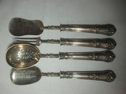 Série de 4 couverts à hors d'œuvres en argent...