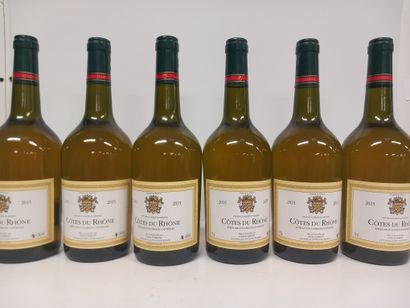 6 Bouteilles de Côtes du Rhône 2015 Blanc...
