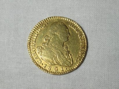 COLOMBIE Pièce de 2 escudos en or. 1801....