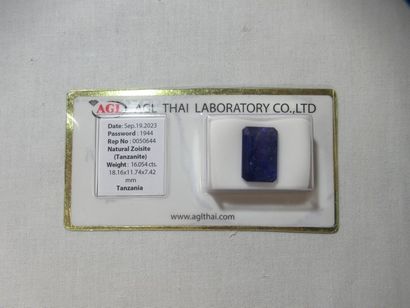 Tanzanite, 16,05 carats. Avec son certificat...