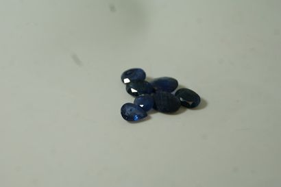 Lot de 7 saphirs facetés. Poids total : 7,5...