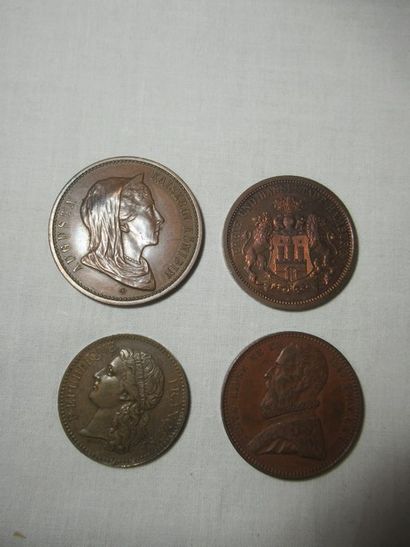 Lot de 4 médailles en bronze. XVIIIe. Diam.:...