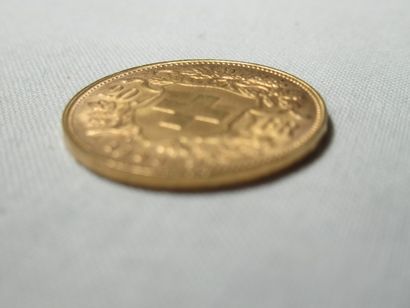 SUISSE Pièce de 20 francs en or, 1935. Poids...