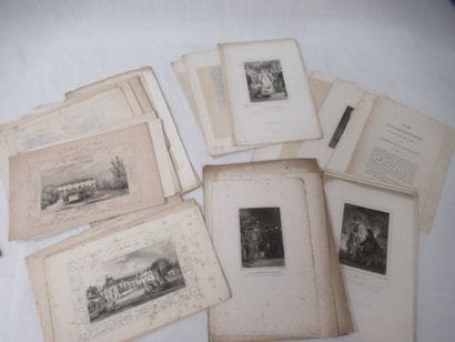 Fort lot de gravures, issues de livres, figurant...