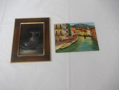 Lot de deux petites huiles sur carton, l'une...