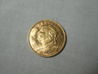 SUISSE Pièce de 20 francs en or, 1935. Poids...