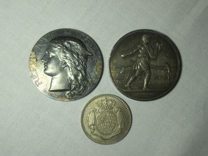 Lot de 3 médailles en argent. XIXe siècle....