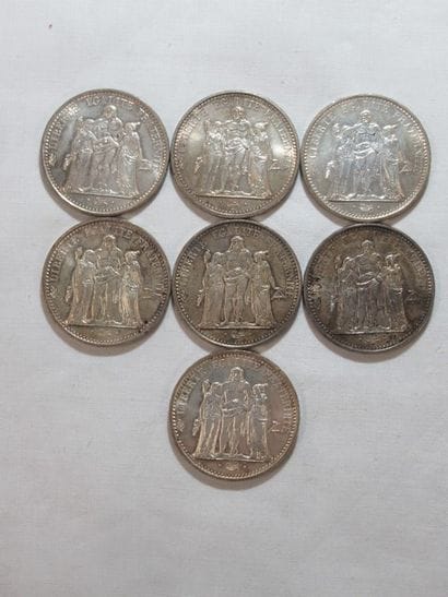 FRANCE Lot de 7 pièces en argent. Circa 1960....